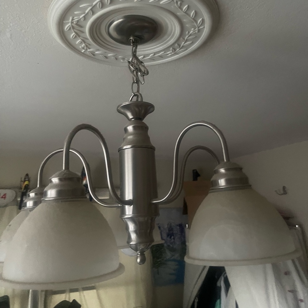Beautiful metal and smokey glass chandelier